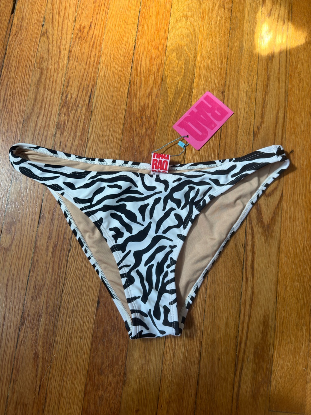 RAQ Bikini Bottoms in Black & White Zebra Print